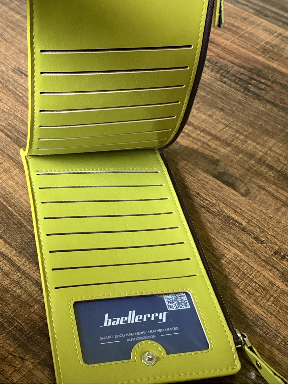 Baellerry Chartreuse Bifold Wallet Dual Zip Card Holder Clutch RFID‎ PU Leather